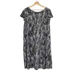 Lane Bryant Zebra Print Dress Size 18 / 20 Black White Jersey Knit Cap Sleeves